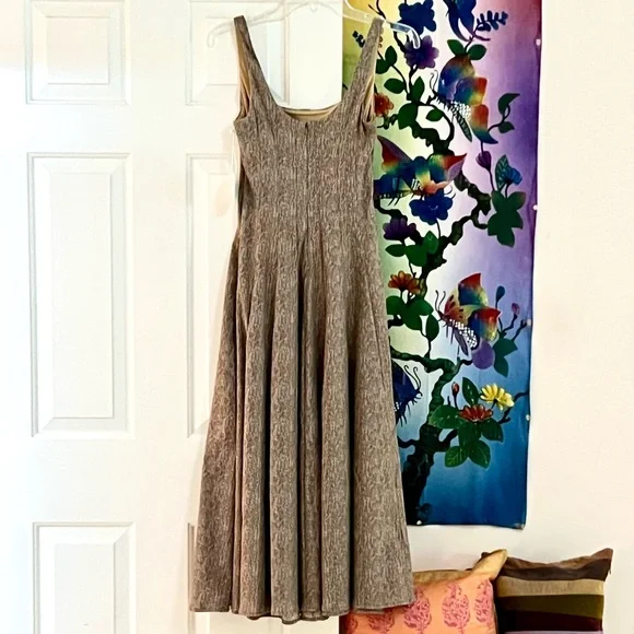 🌺🎉HP🎉🌺 NWT Staud Wells Midi Dress Mocha Herringbone - Picture 14 of 16